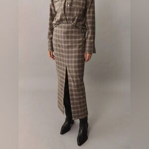 MANGO Check Split Front Maxi Skirt

#1370